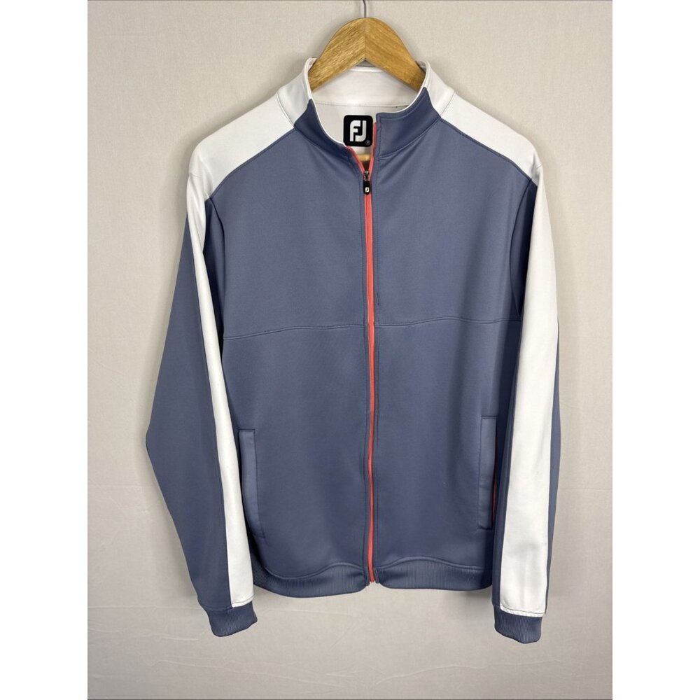 FootJoy FJ Full Zip Golf Jacket Men’s M Blue White Performance Stretch